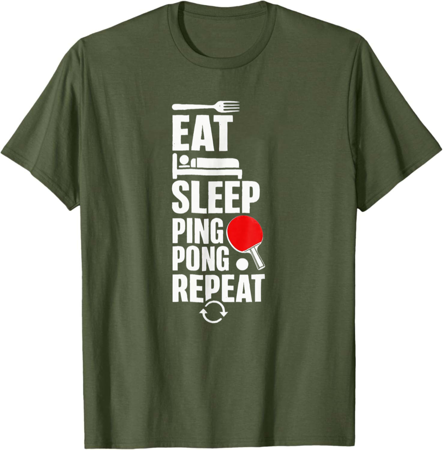 Table Tennis Graphics - Makan Tidur Ping Pong Ulangi Kaos