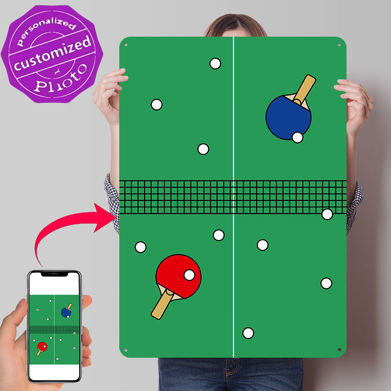 Table Tennis Illustration - Poster Logam Ilustrasi Permainan Tenis Meja